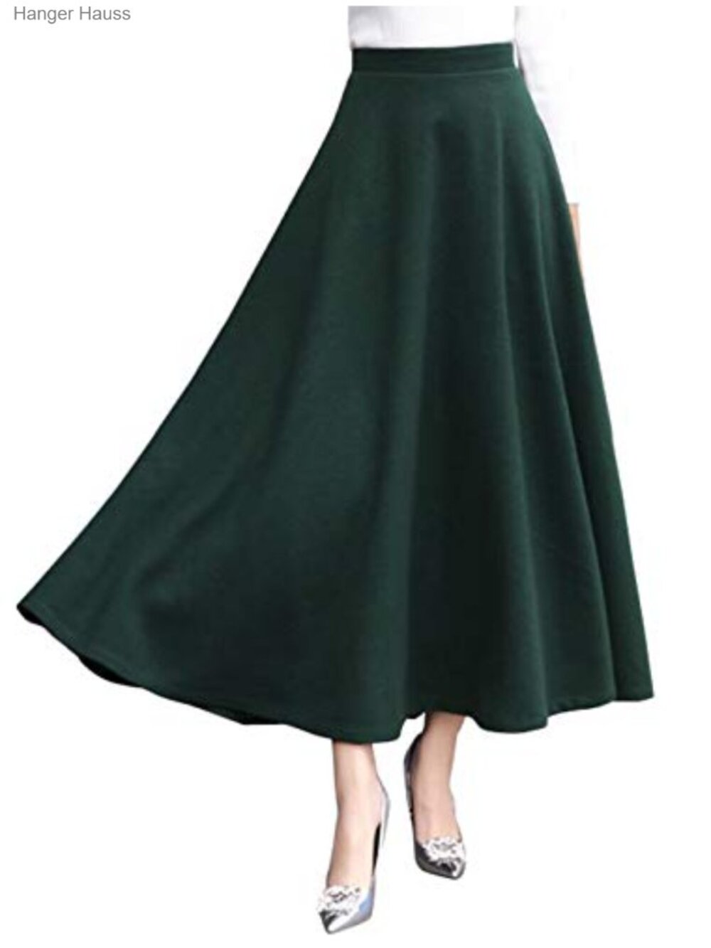 Wool Blend High Waist Flared A-Line Swing Maxi Long Skirt